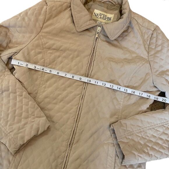 NEW YORK CLASSICS Tan Quilted Zip Up Lightweight Jacket Coat M - Picture 7 of 7